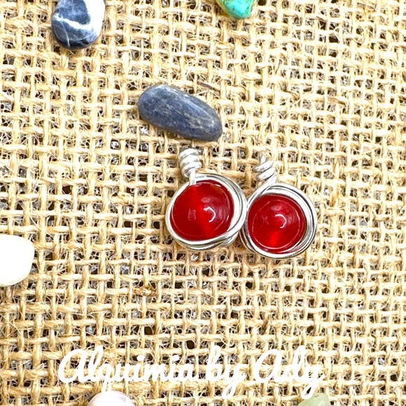 UNTREATED KASHMIR RUBY STERLING SILVER STUDS HANDMADE HALO - Picture 1 of 1